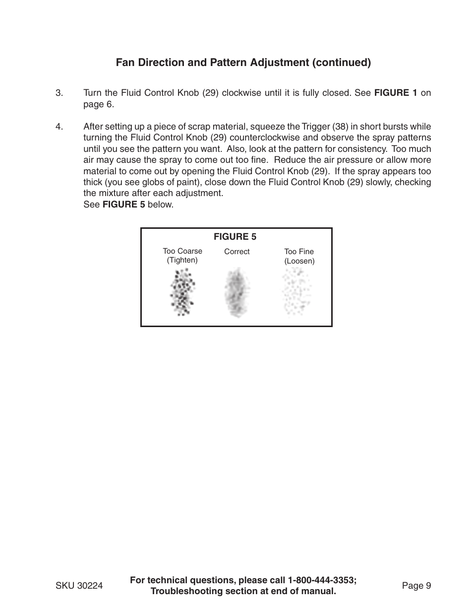 Fan direction and pattern adjustment (continued) | Harbor Freight Tools 30224 User Manual | Page 9 / 15