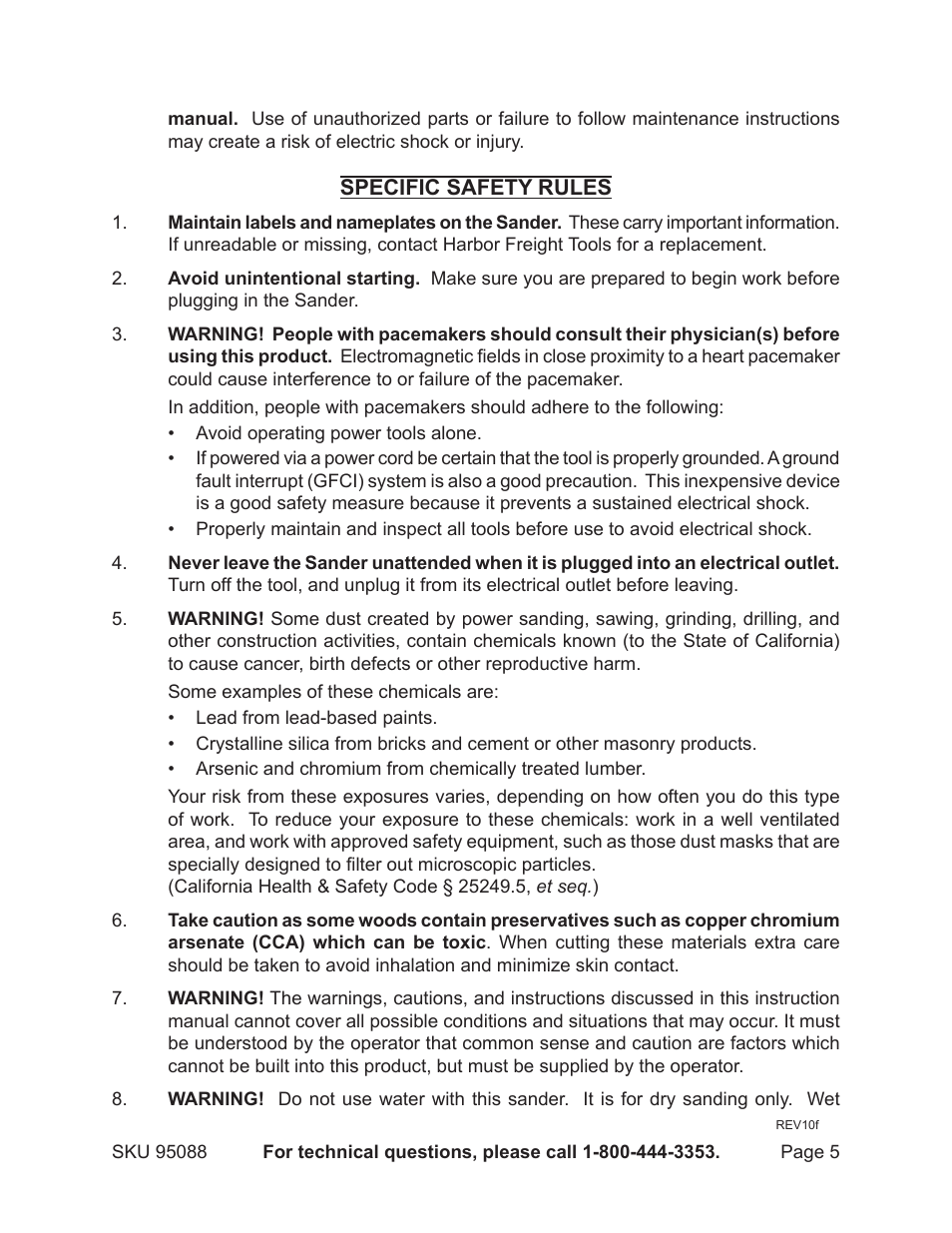 Harbor Freight Tools 95088 User Manual | Page 5 / 15