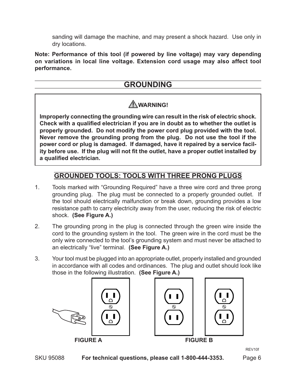 Grounding | Harbor Freight Tools 95088 User Manual | Page 6 / 15
