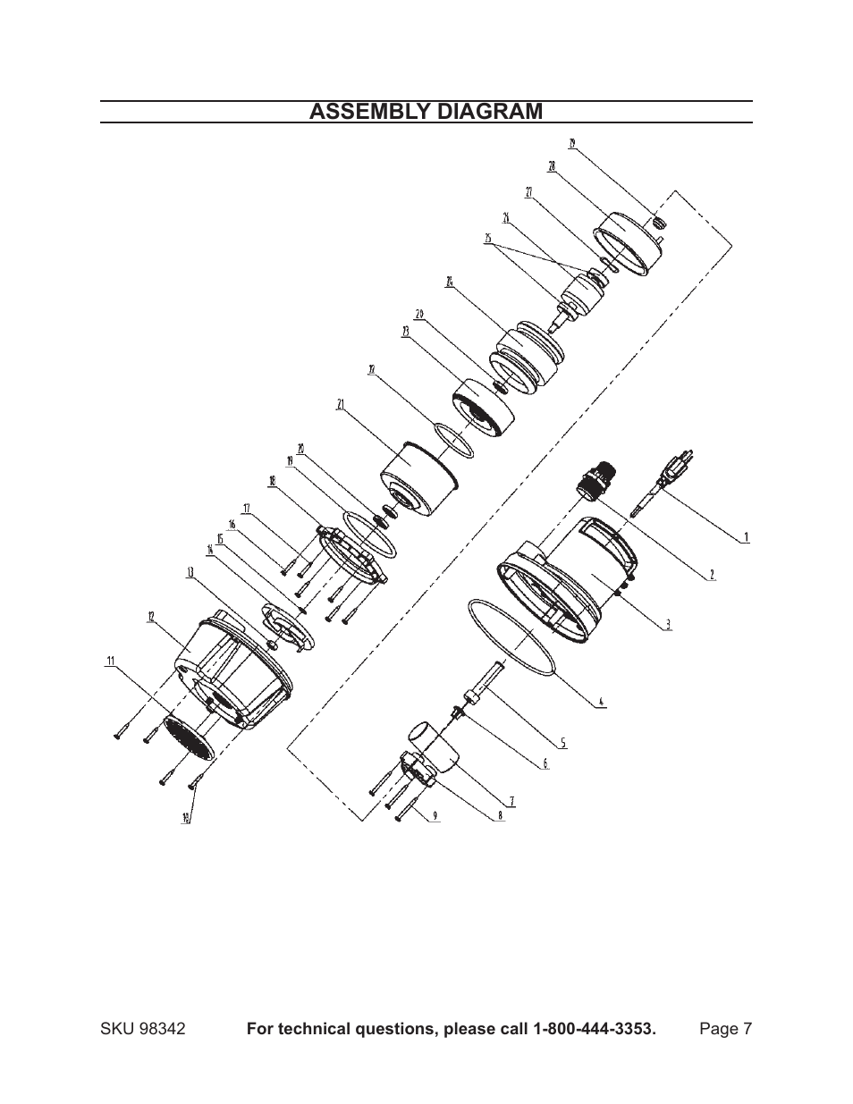 Assembly diagram | Harbor Freight Tools 98342 User Manual | Page 7 / 8