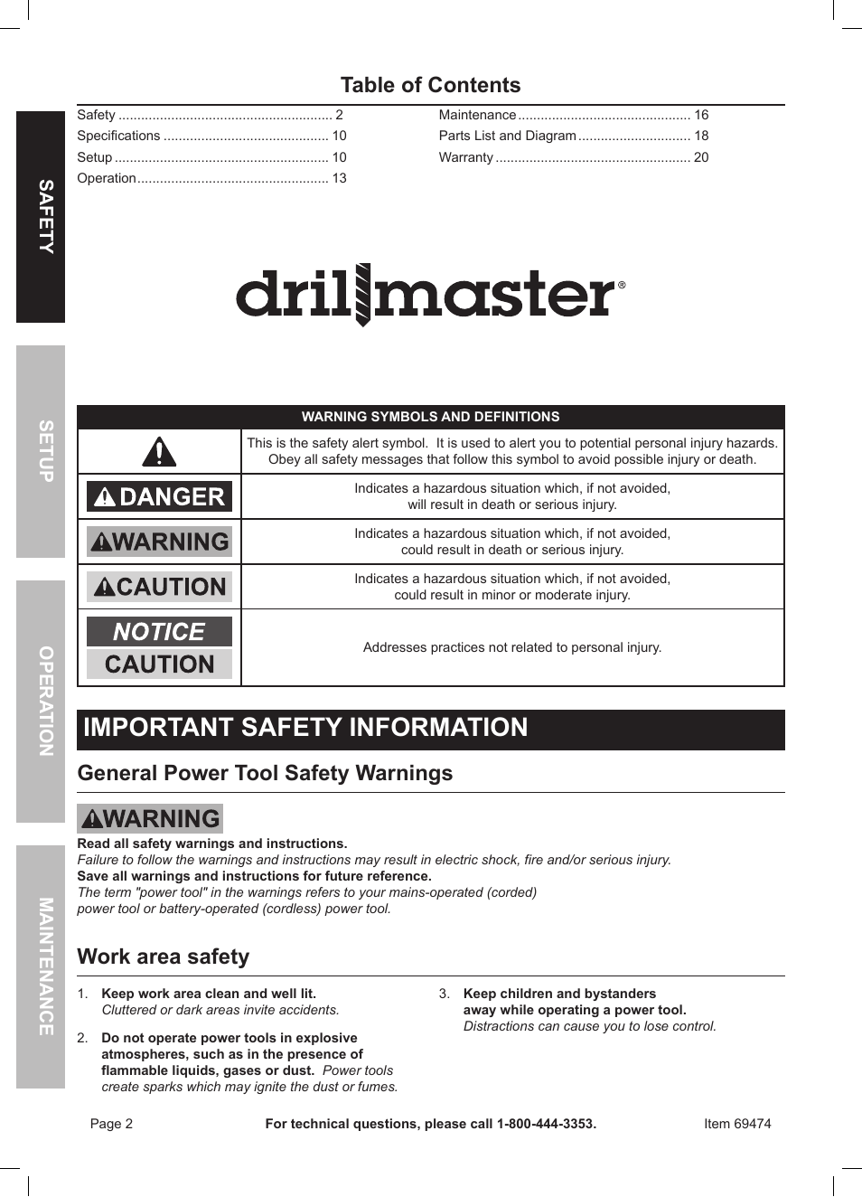 Harbor Freight Tools 7" Variable Speed Polisher/Sander 69474 User Manual | Page 2 / 20