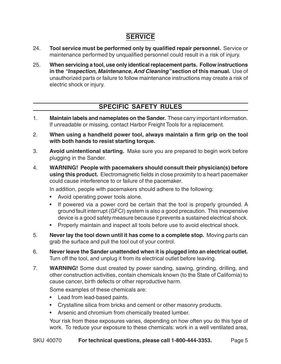 Harbor Freight Tools 40070 User Manual | Page 5 / 12