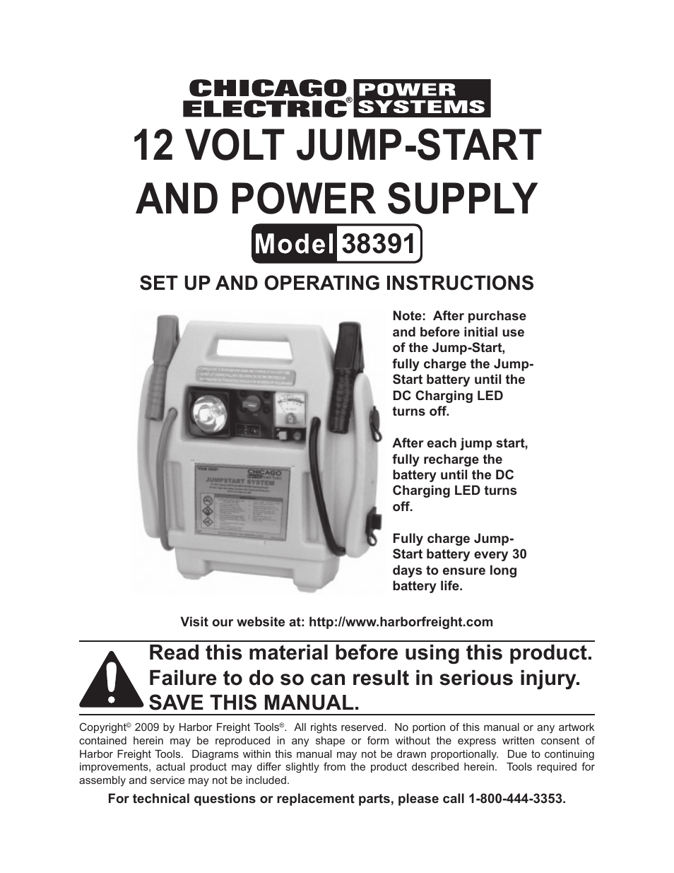 Harbor Freight Tools CHICAGO ELECTRIC 38391 User Manual | 9 pages