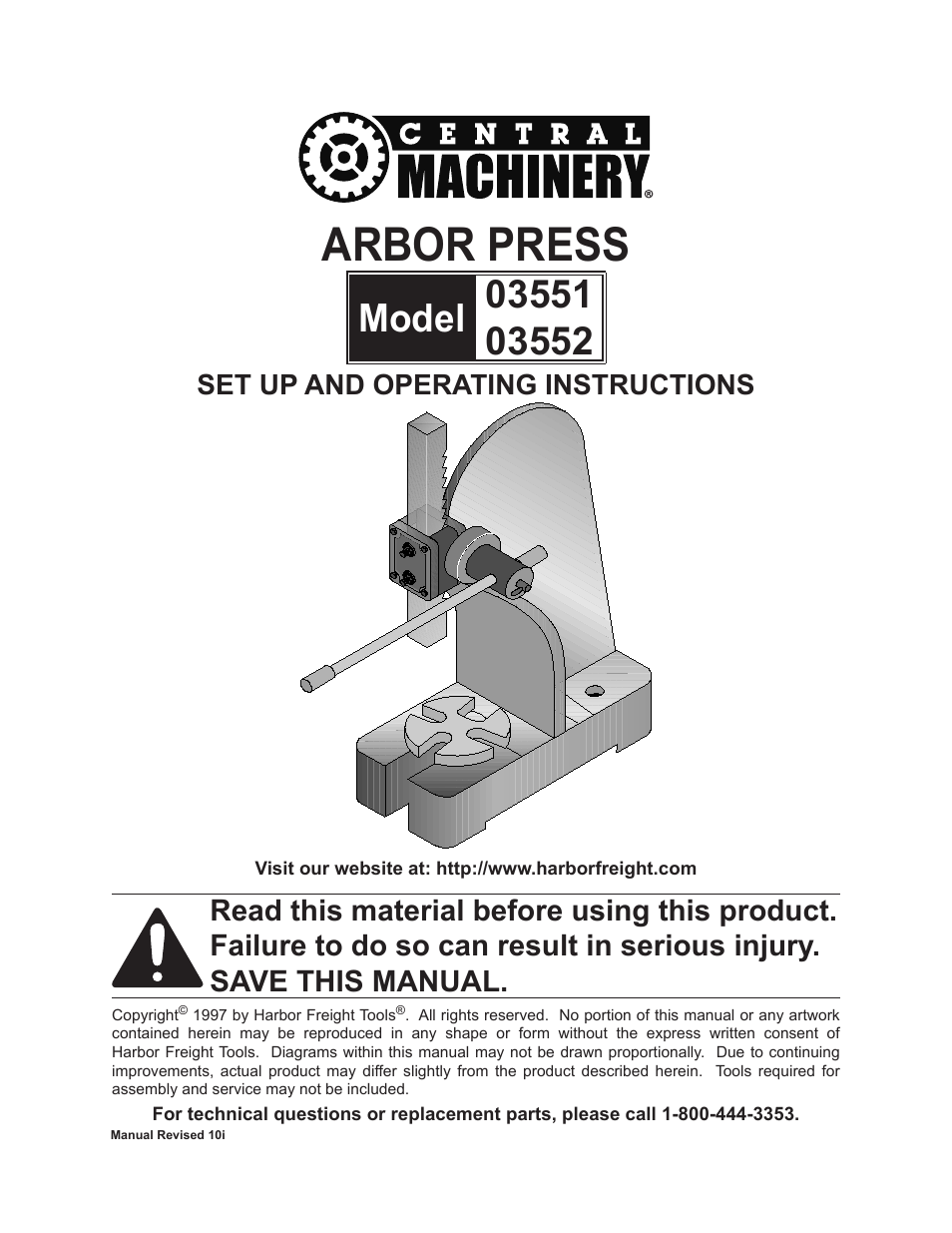 Harbor Freight Tools 3551 User Manual | 8 pages