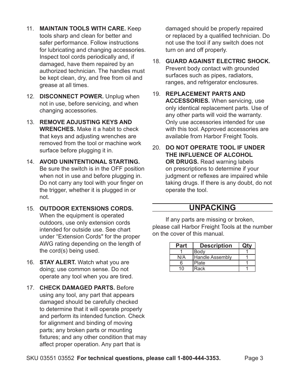 Unpacking | Harbor Freight Tools 3551 User Manual | Page 3 / 8