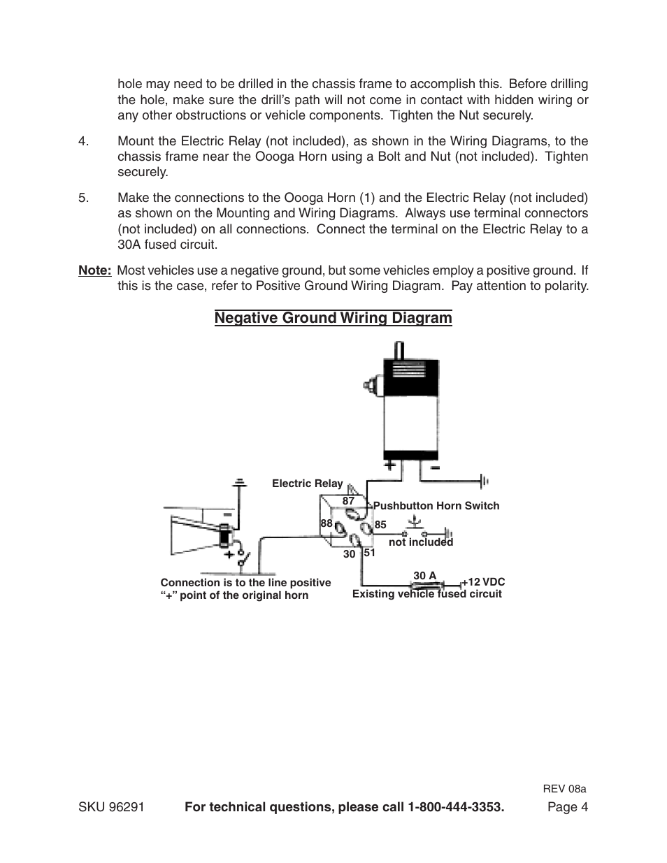 Negative ground wiring diagram | Harbor Freight Tools 96291 User Manual | Page 4 / 6