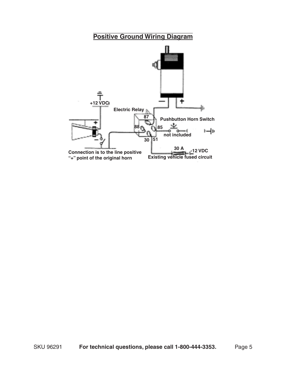 Positive ground wiring diagram | Harbor Freight Tools 96291 User Manual | Page 5 / 6