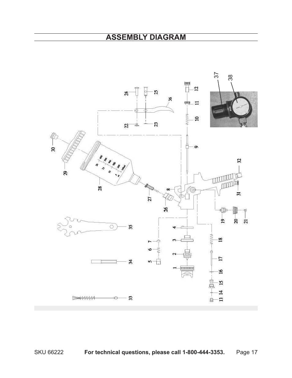 Assembly diagram | Harbor Freight Tools 66222 User Manual | Page 17 / 18