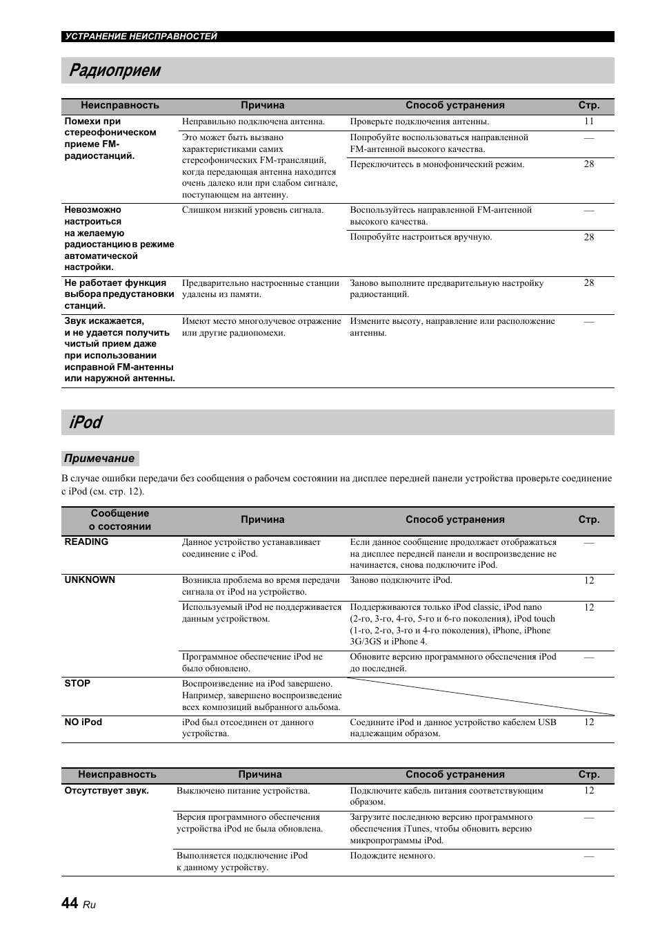 Радиоприем, Ipod | Yamaha BRX-610 User Manual | Page 152 / 225