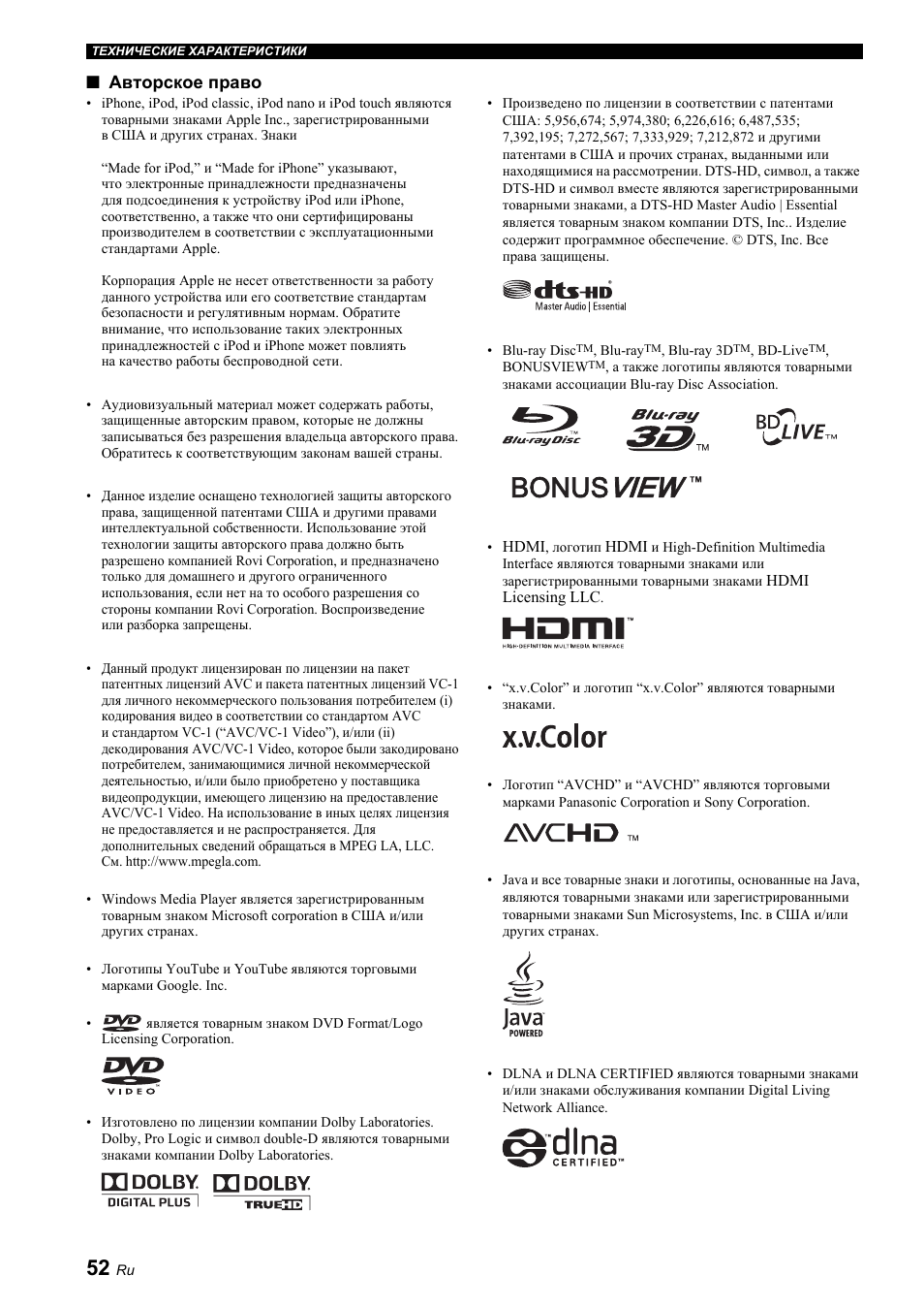 Авторское право | Yamaha BRX-610 User Manual | Page 160 / 225