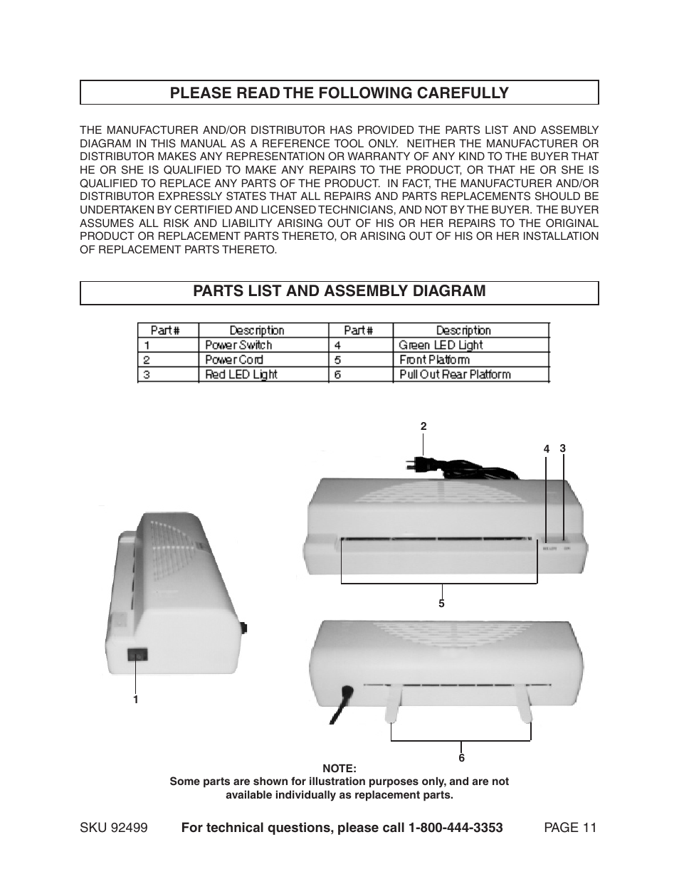 Harbor Freight Tools 92499 User Manual | Page 11 / 11