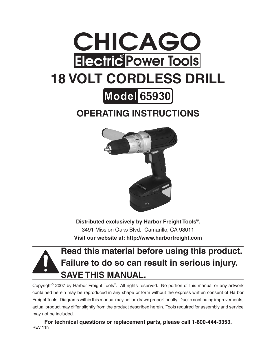 Harbor Freight Tools 65930 User Manual | 14 pages