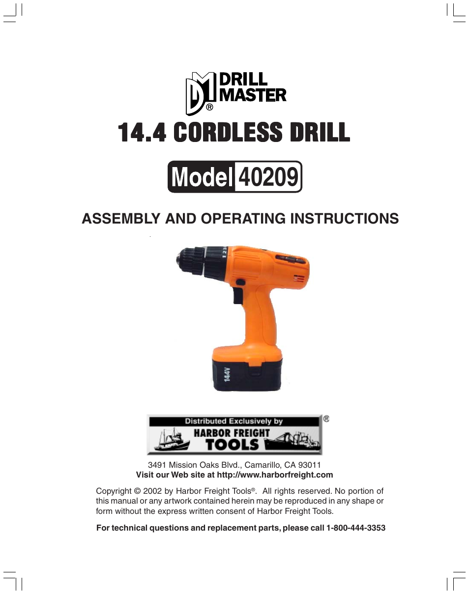 Harbor Freight Tools 40209 User Manual | 7 pages