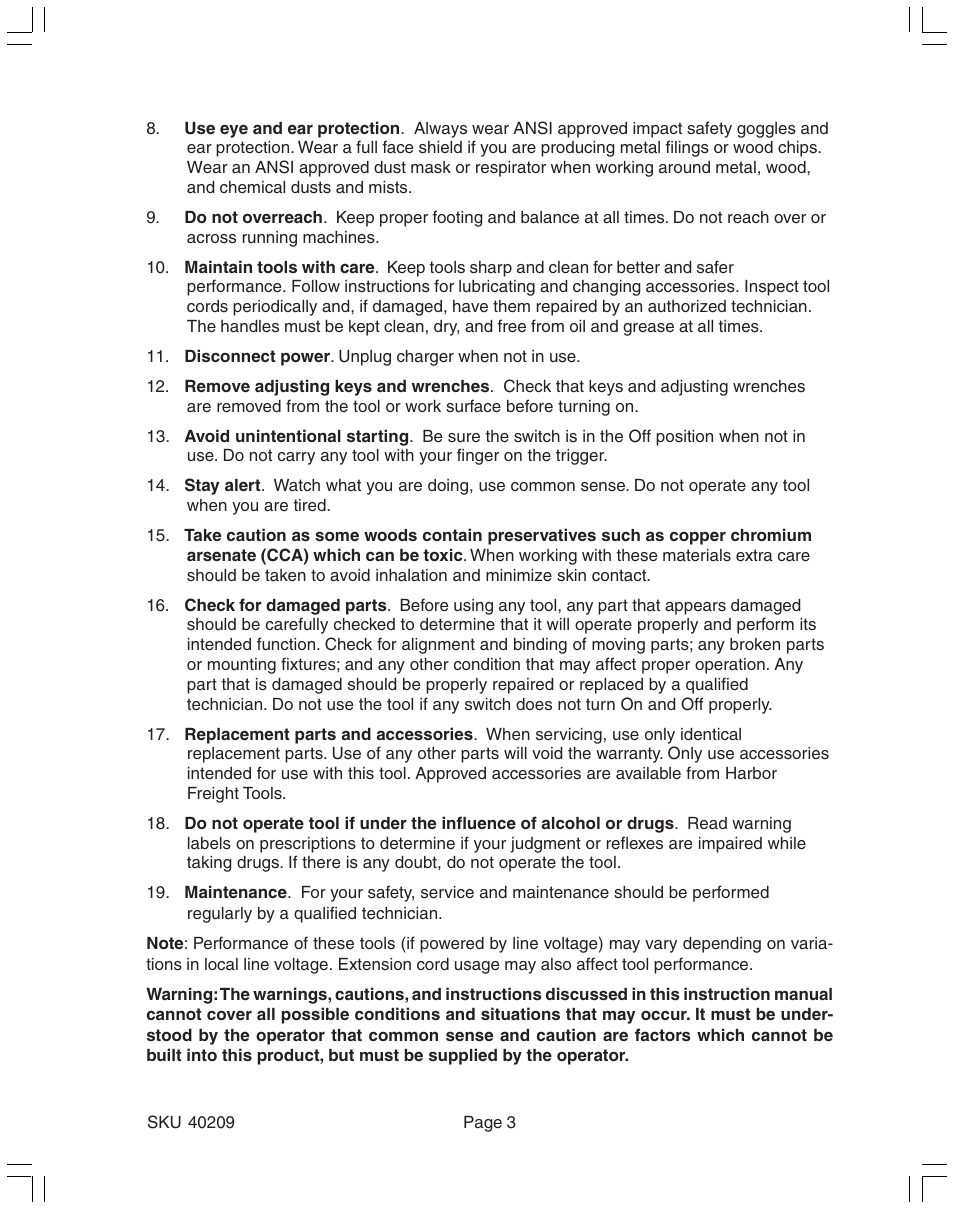 Harbor Freight Tools 40209 User Manual | Page 3 / 7