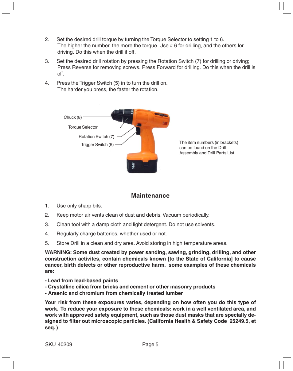 Harbor Freight Tools 40209 User Manual | Page 5 / 7