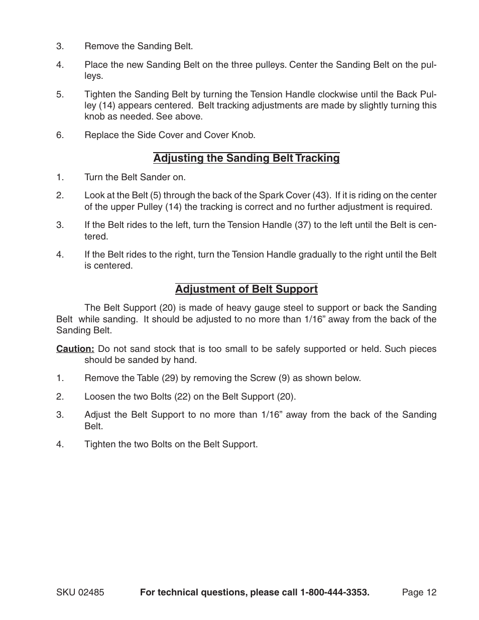 Harbor Freight Tools BELT SANDER - 1 X 30 INCHES 2485 User Manual | Page 12 / 16