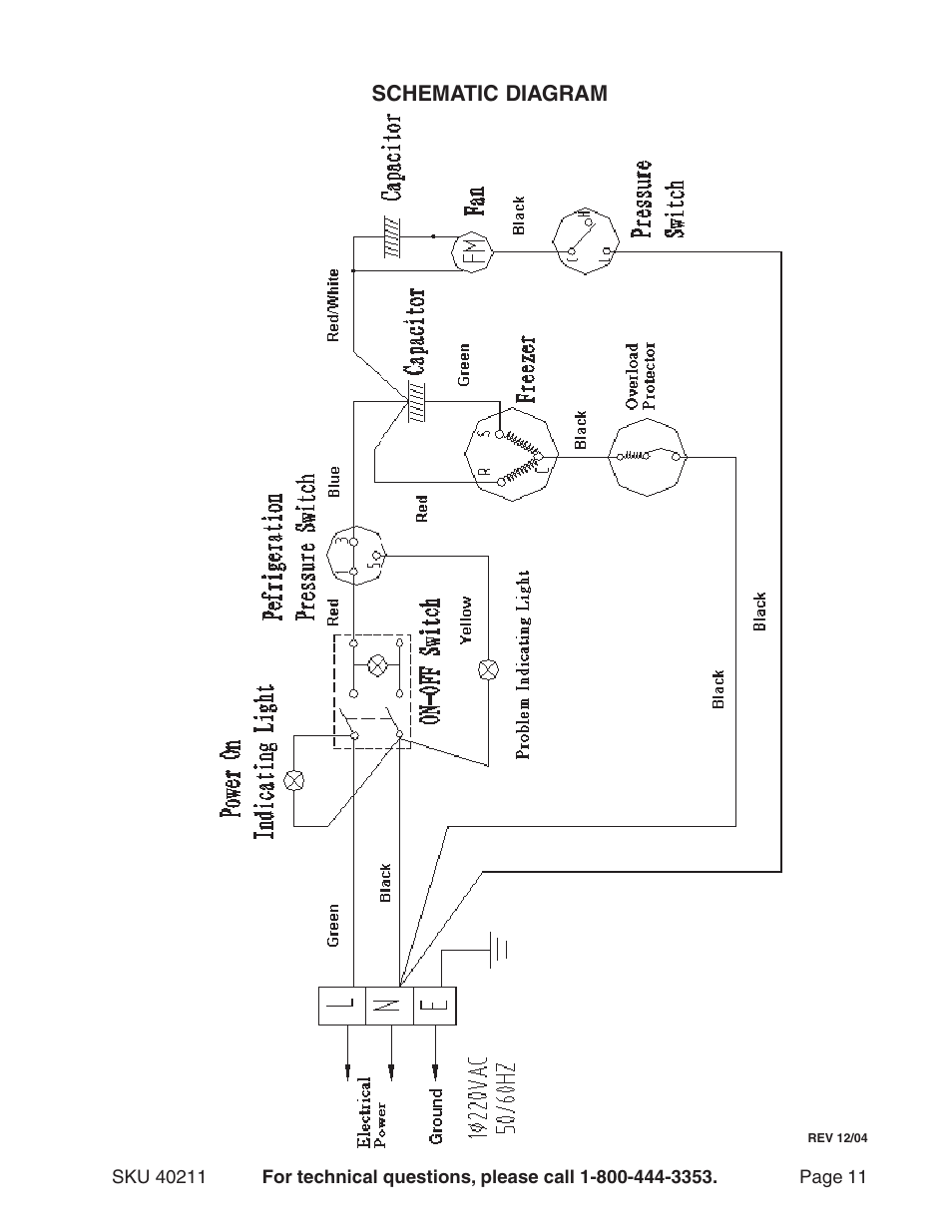 Schematic diagram | Harbor Freight Tools 40211 User Manual | Page 11 / 11