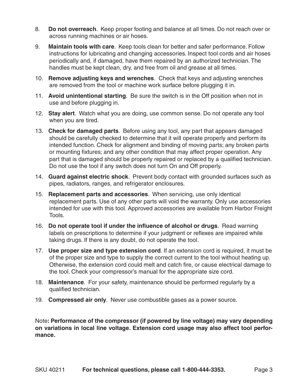 Harbor Freight Tools 40211 User Manual | Page 3 / 11