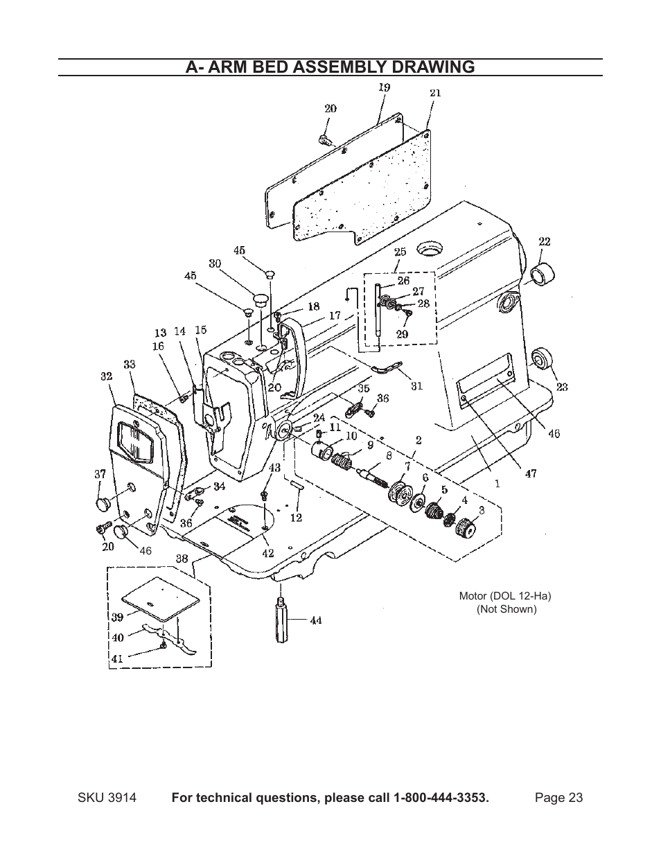 A- arm bed assembly drawing | Harbor Freight Tools 3914 User Manual | Page 23 / 40