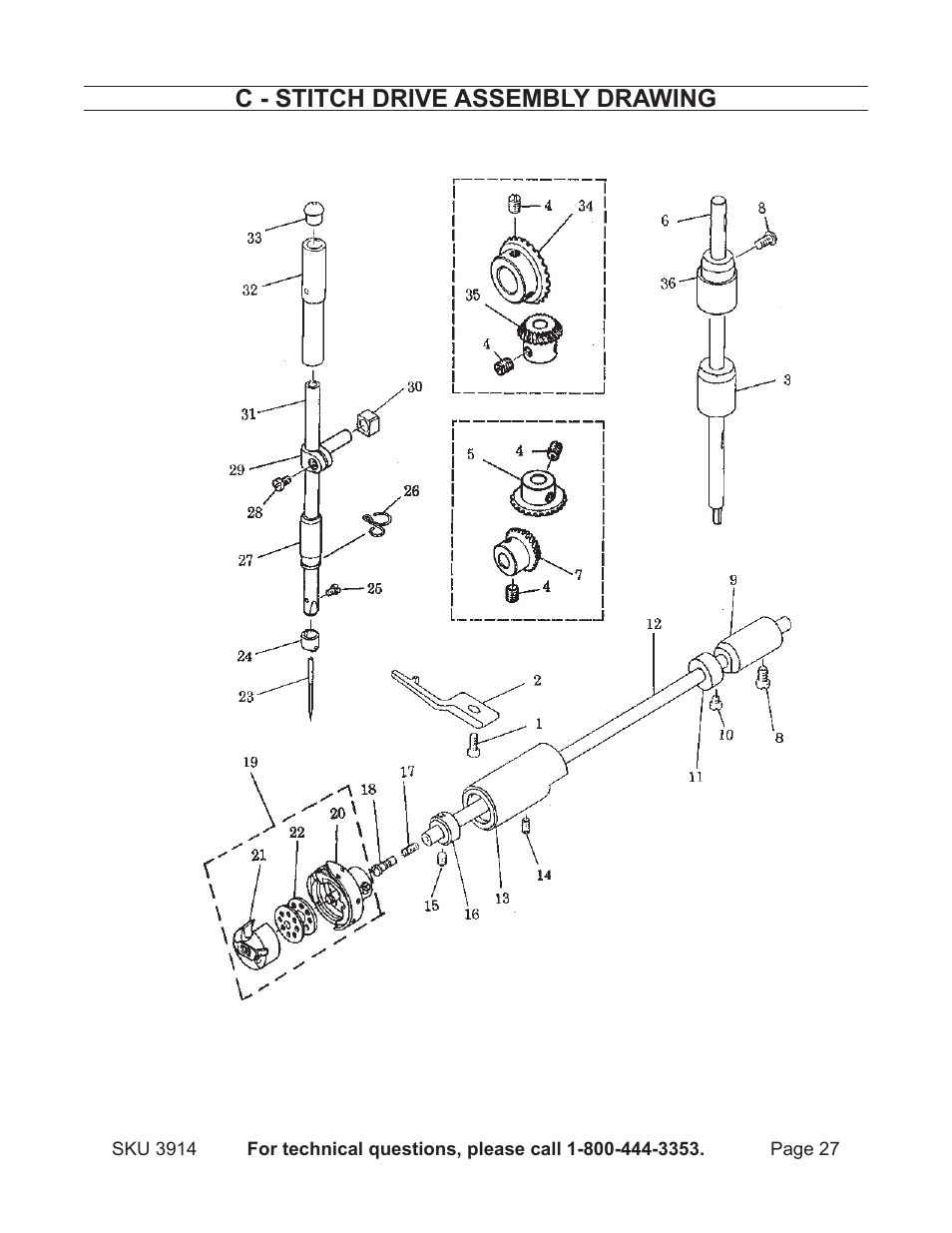 C - stitch drive assembly drawing | Harbor Freight Tools 3914 User Manual | Page 27 / 40