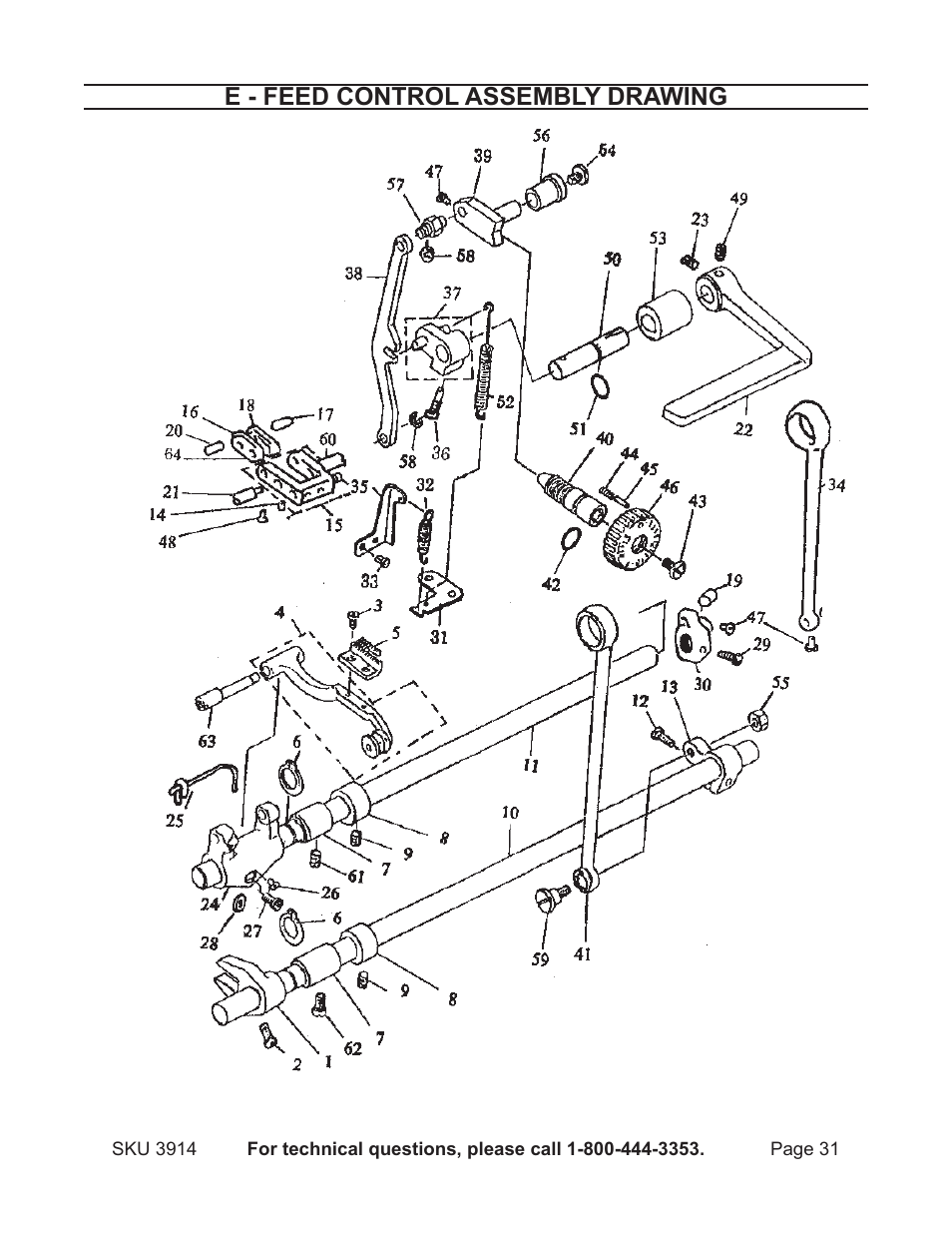 E - feed control assembly drawing | Harbor Freight Tools 3914 User Manual | Page 31 / 40