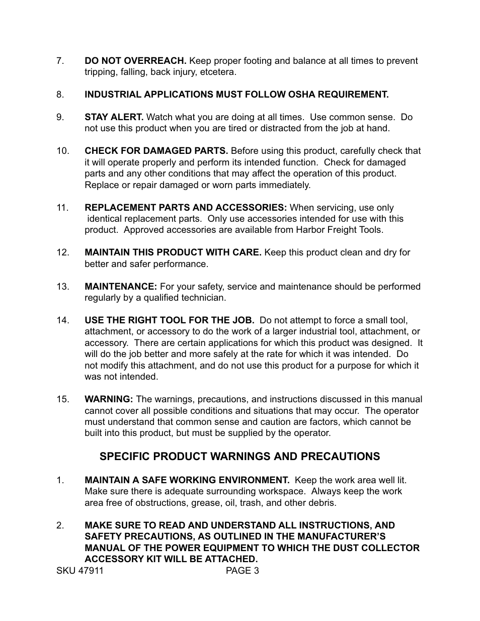 Harbor Freight Tools 47911 User Manual | Page 3 / 6