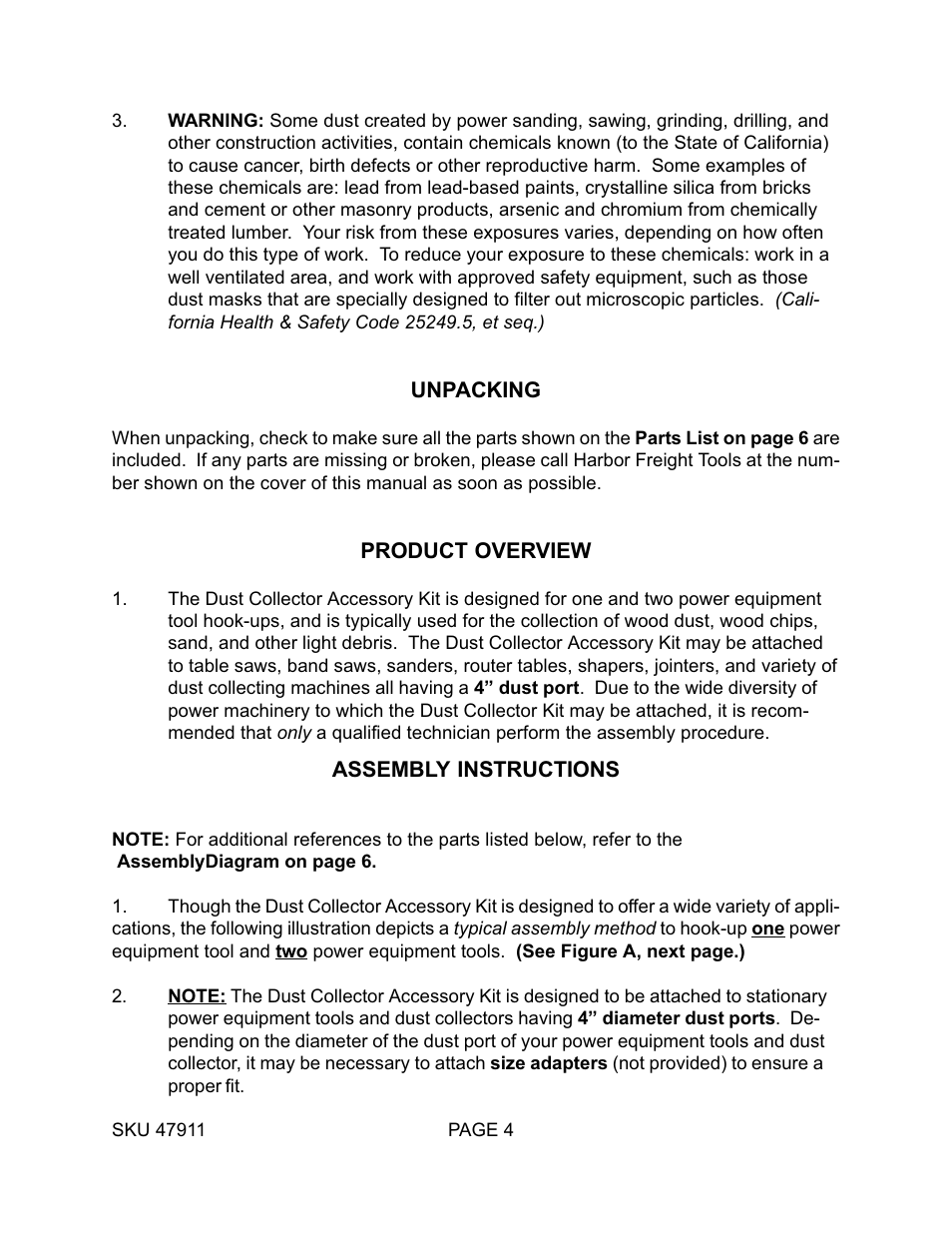 Harbor Freight Tools 47911 User Manual | Page 4 / 6