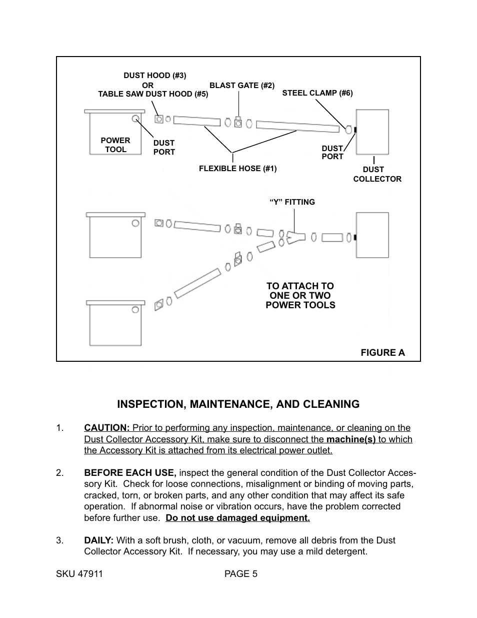 Inspection, maintenance, and cleaning | Harbor Freight Tools 47911 User Manual | Page 5 / 6