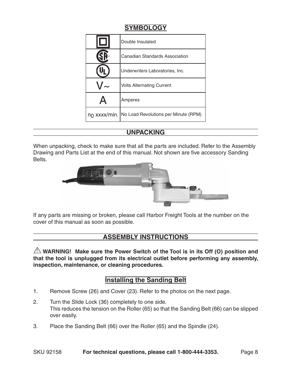 Harbor Freight Tools 92158 User Manual | Page 8 / 12