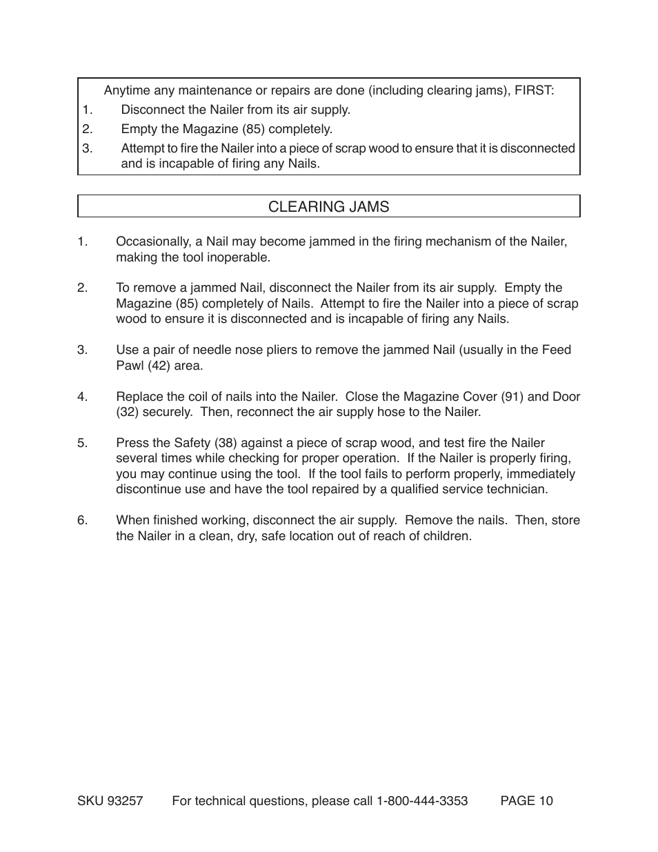 Harbor Freight Tools CENTRAL PNEUMATIC 93257 User Manual | Page 10 / 15