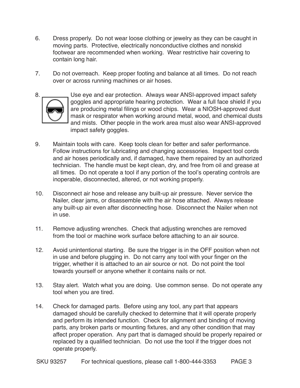 Harbor Freight Tools CENTRAL PNEUMATIC 93257 User Manual | Page 3 / 15