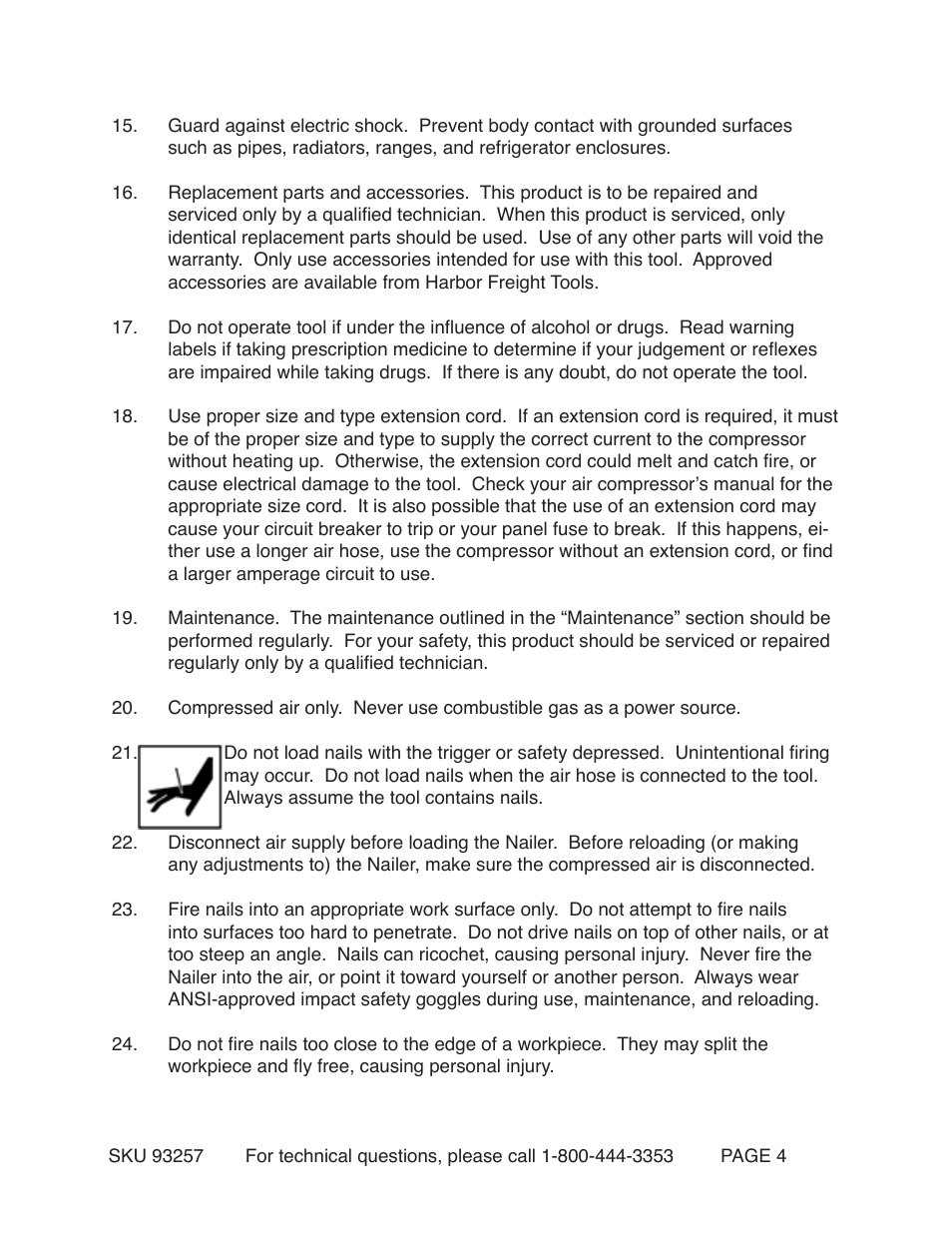 Harbor Freight Tools CENTRAL PNEUMATIC 93257 User Manual | Page 4 / 15