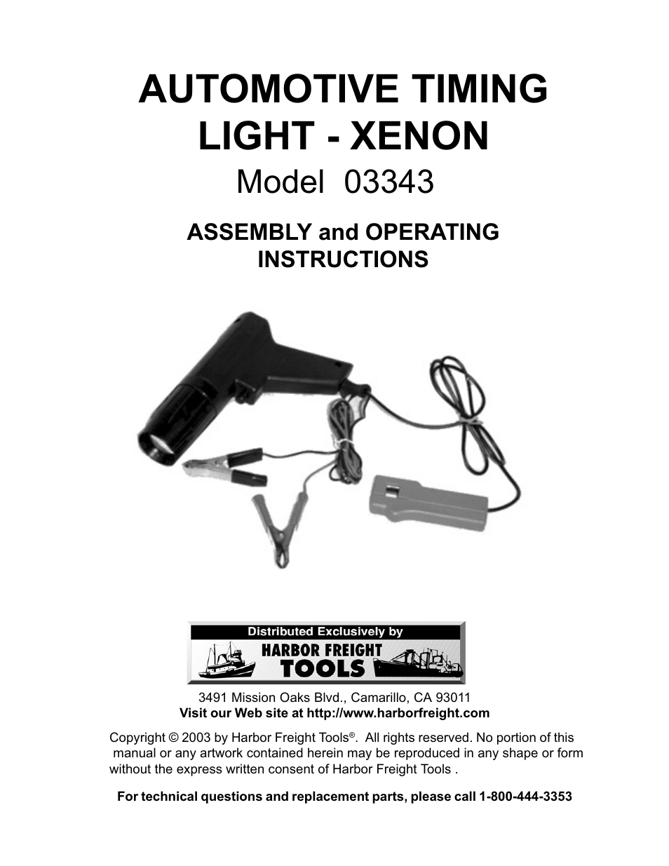 Harbor Freight Tools 3343 User Manual | 7 pages