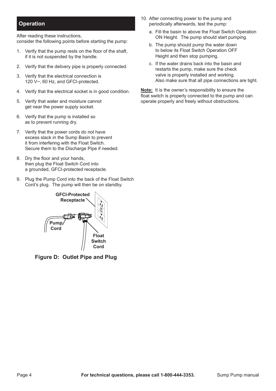 Harbor Freight Tools PACIFIC HYDROSTAR 1/3 HP Submersible Sump Pump with Vertical Float Switch 68476 User Manual | Page 6 / 9