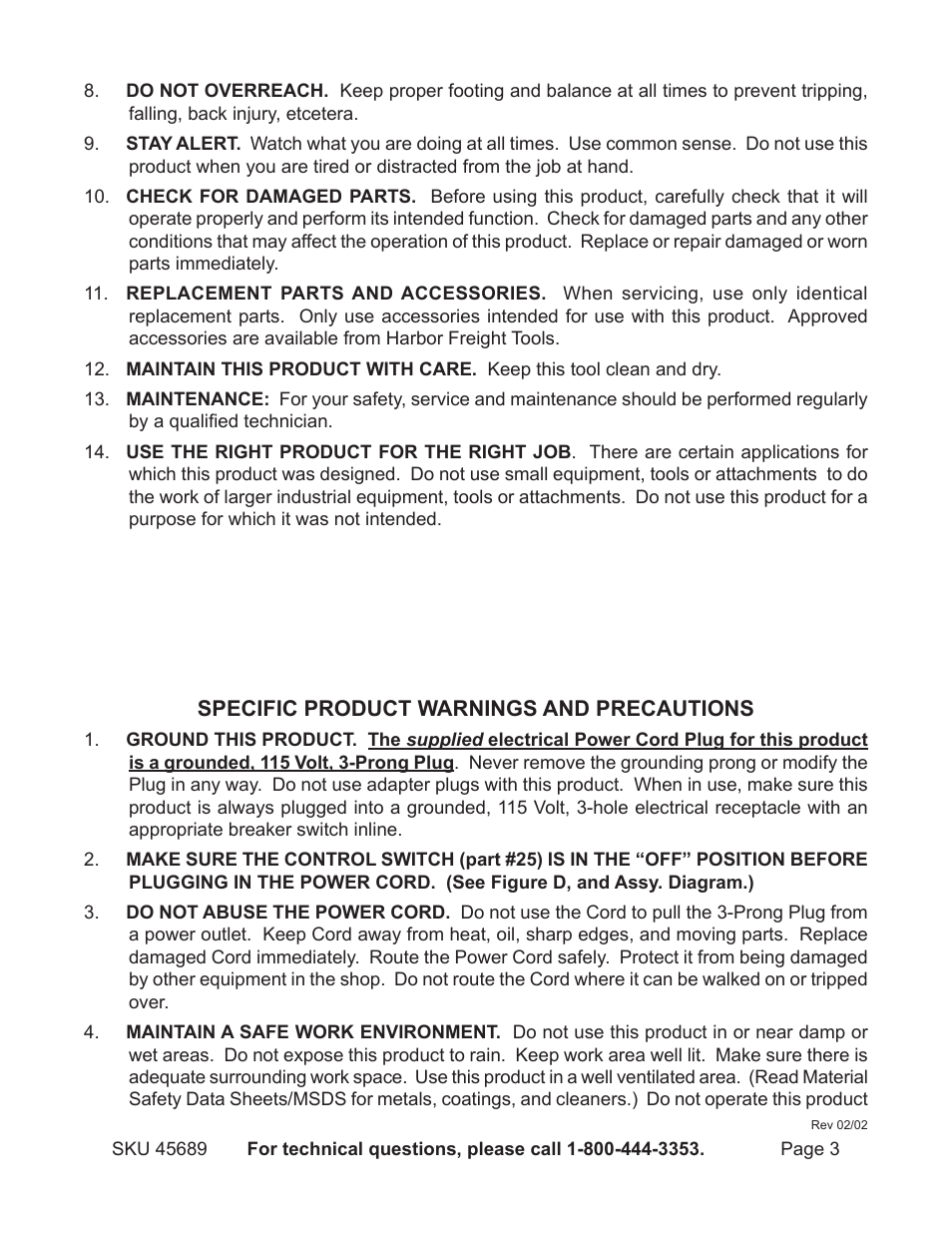 Harbor Freight Tools 45689 User Manual | Page 3 / 14