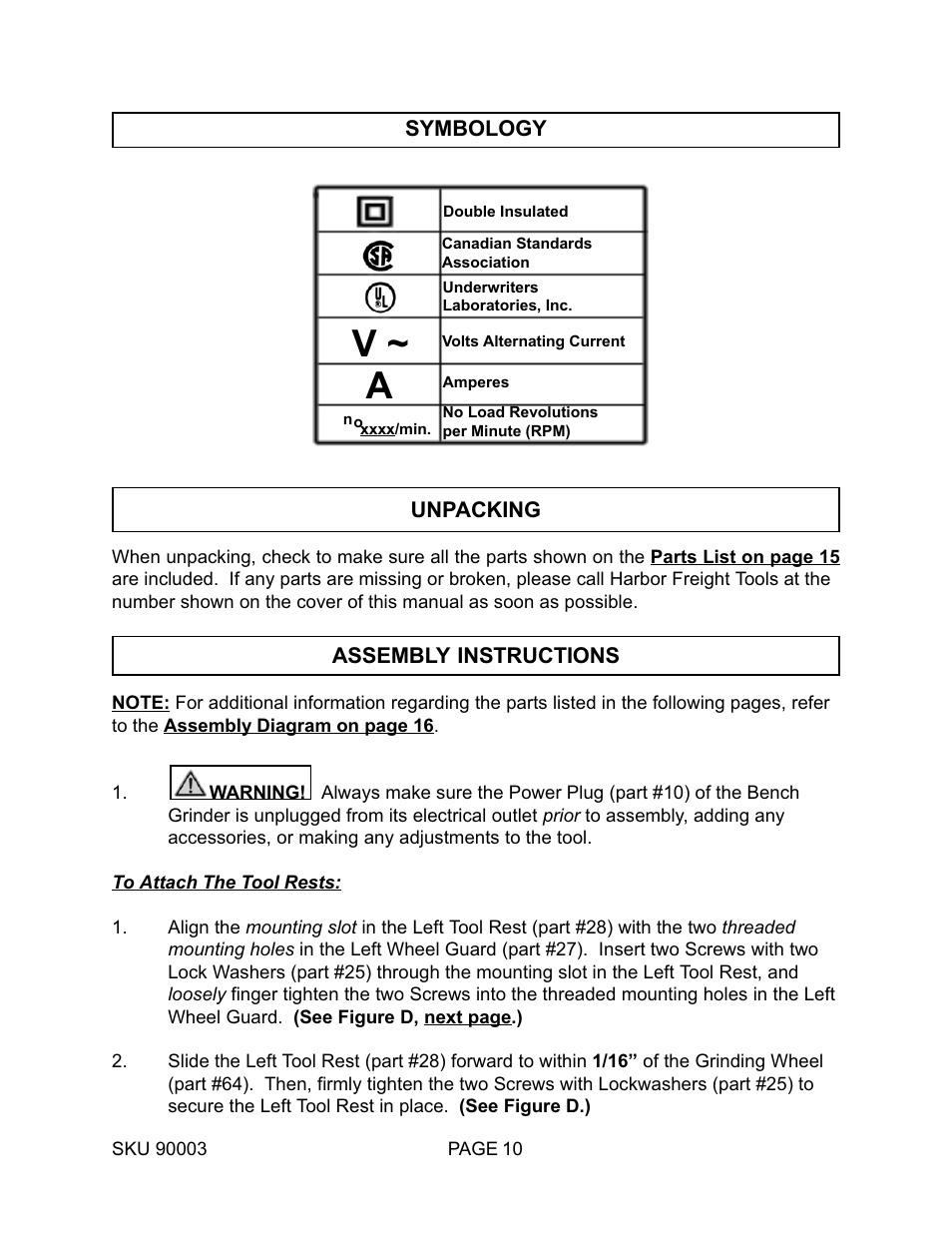 Harbor Freight Tools 90003 User Manual | Page 10 / 16