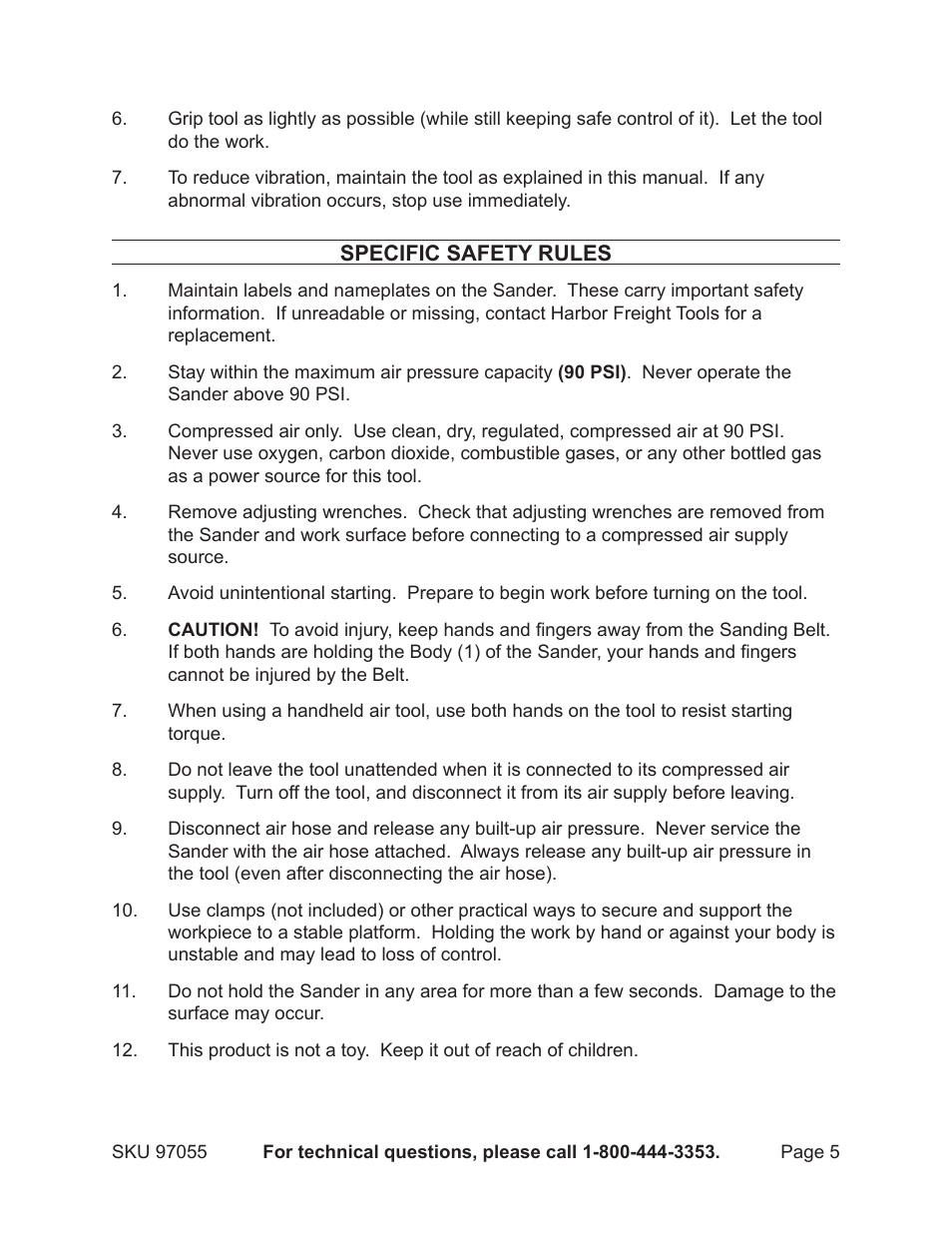 Harbor Freight Tools 97055 User Manual | Page 5 / 12