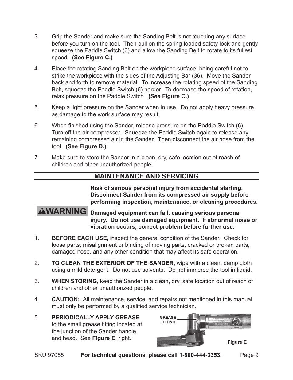Warning | Harbor Freight Tools 97055 User Manual | Page 9 / 12