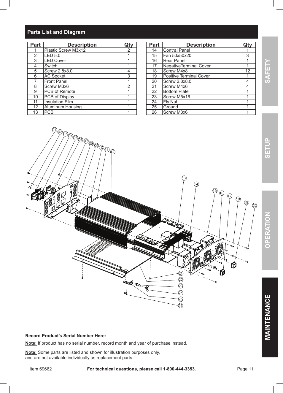 Harbor Freight Tools Centech 2000watt continuous power inverter 69662 User Manual | Page 11 / 12