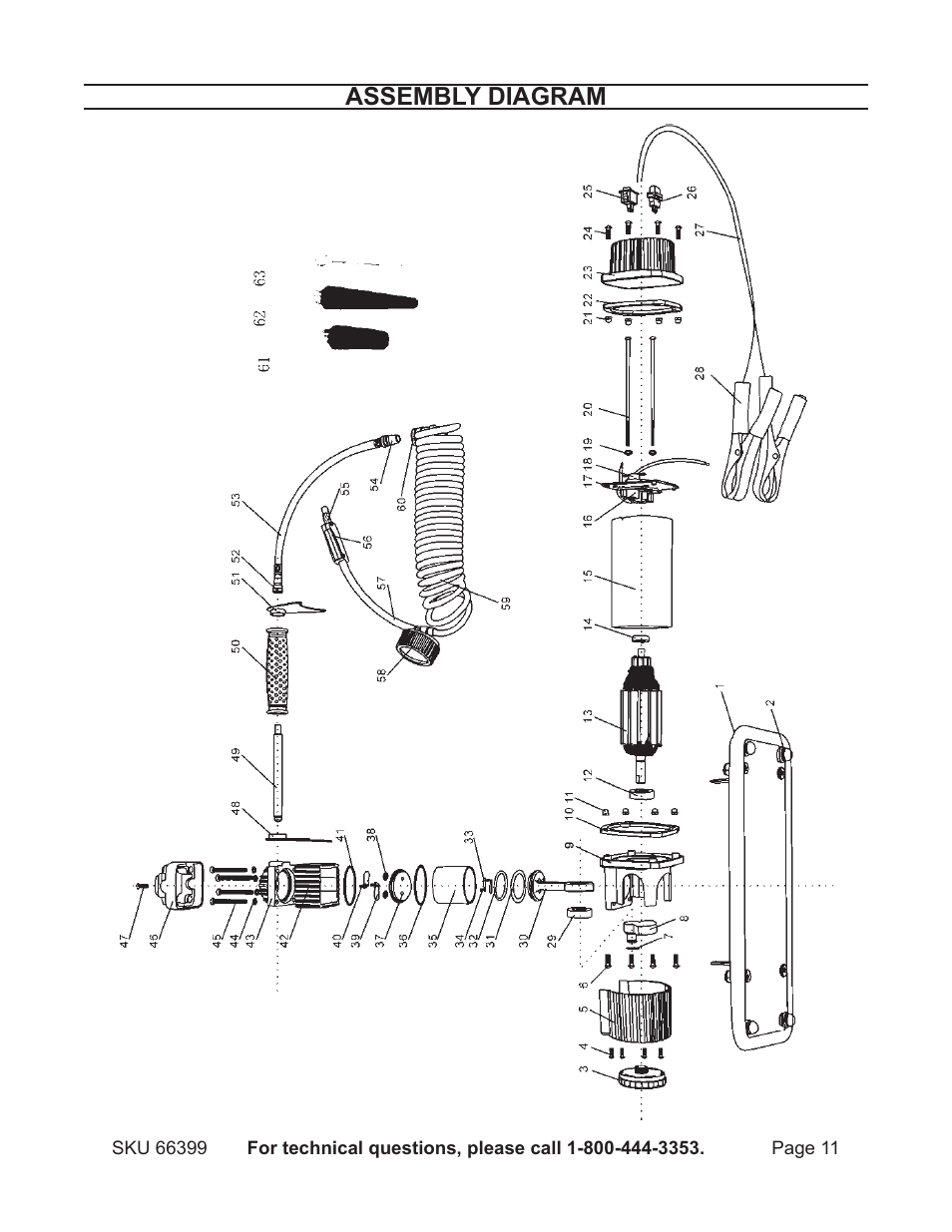 Assembly diagram | Harbor Freight Tools 66399 User Manual | Page 11 / 12