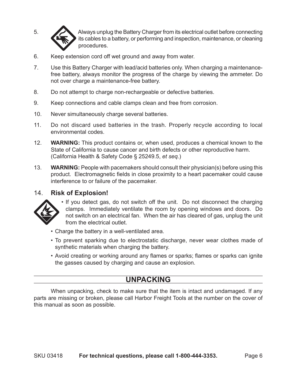 Unpacking | Harbor Freight Tools 3418 User Manual | Page 6 / 11