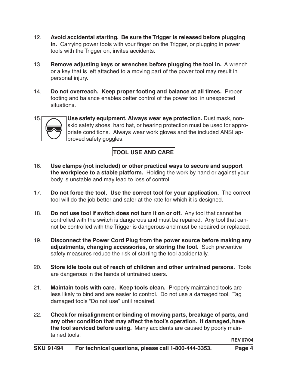 Harbor Freight Tools 91494 User Manual | Page 4 / 14