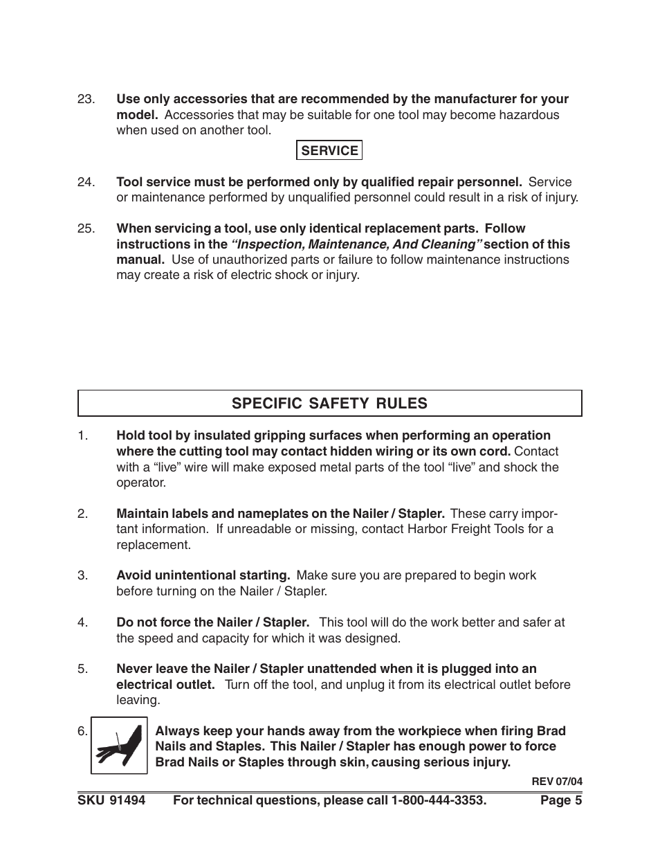 Harbor Freight Tools 91494 User Manual | Page 5 / 14