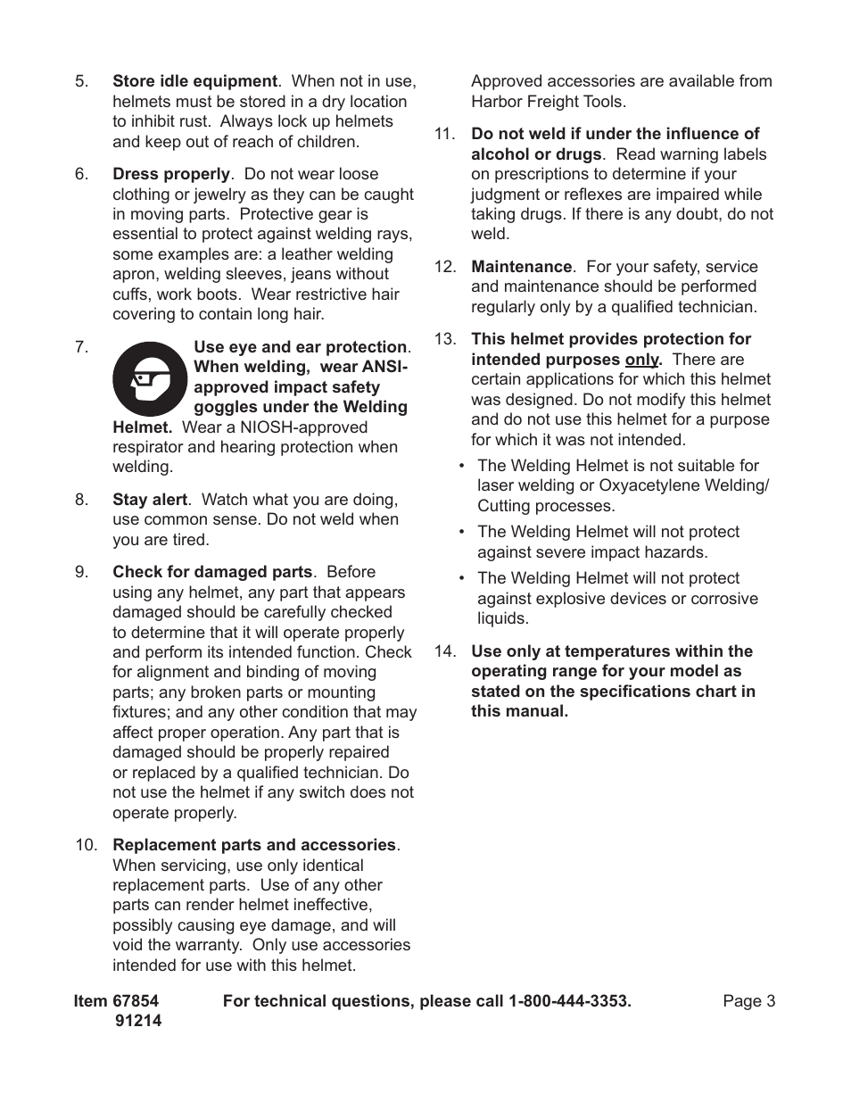 Harbor Freight Tools 67854 User Manual | Page 3 / 11