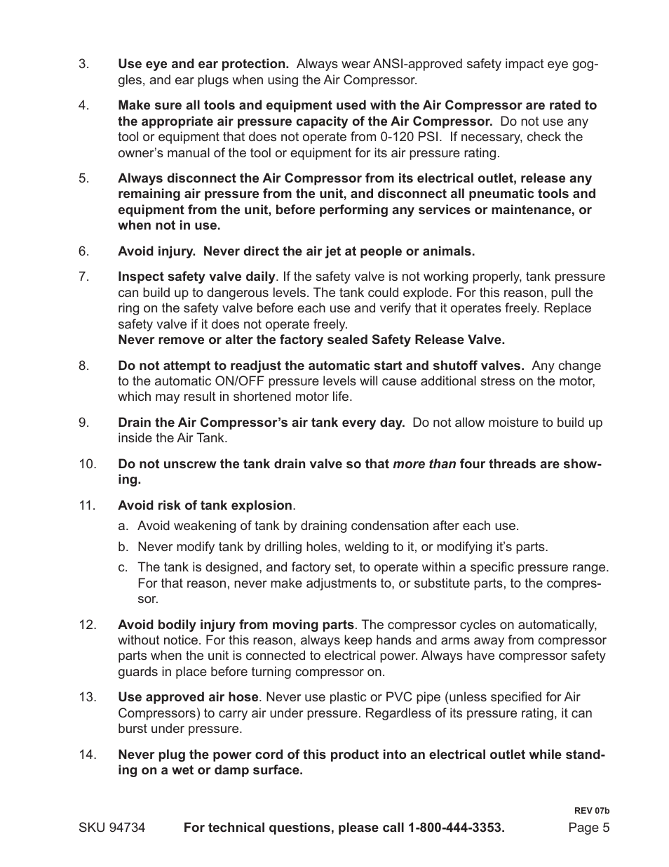 Harbor Freight Tools 94734 User Manual | Page 5 / 14