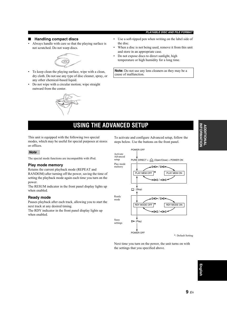 Using the advanced setup | Yamaha CD-S300 User Manual | Page 13 / 108