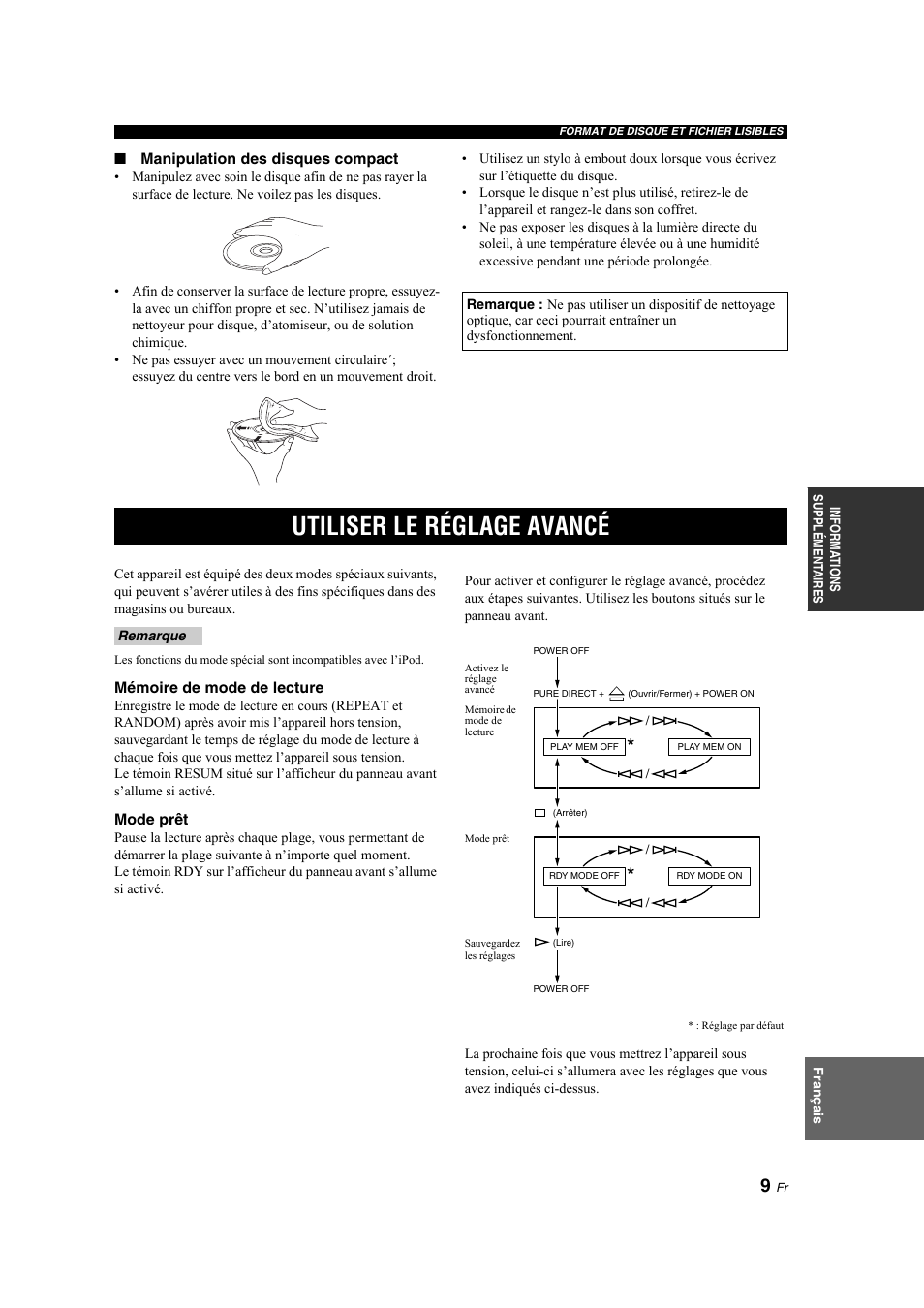 Utiliser le réglage avancé | Yamaha CD-S300 User Manual | Page 25 / 108