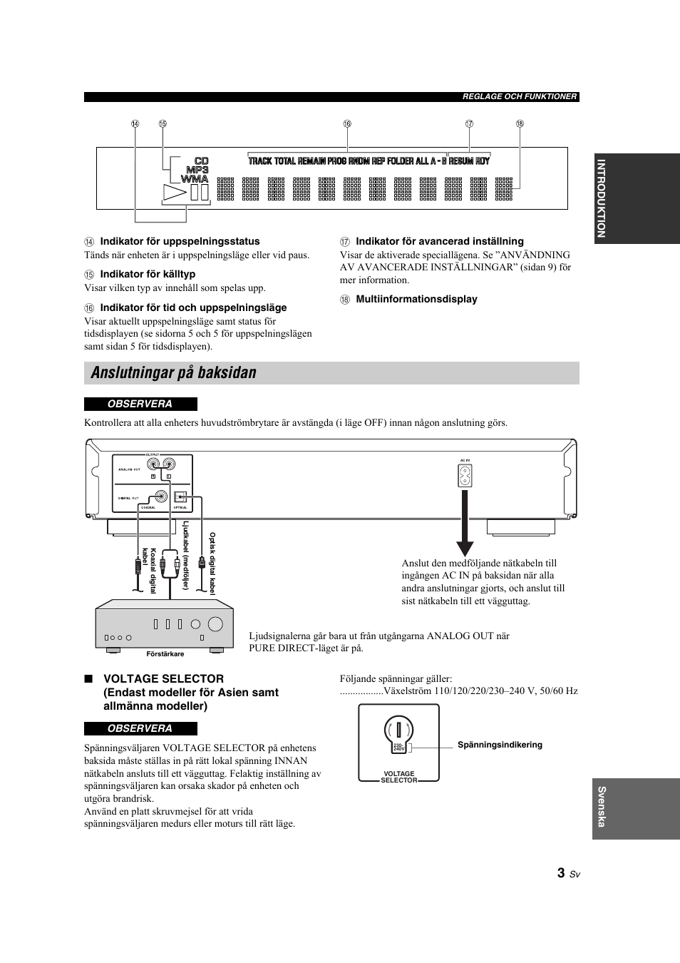 Anslutningar på baksidan | Yamaha CD-S300 User Manual | Page 43 / 108