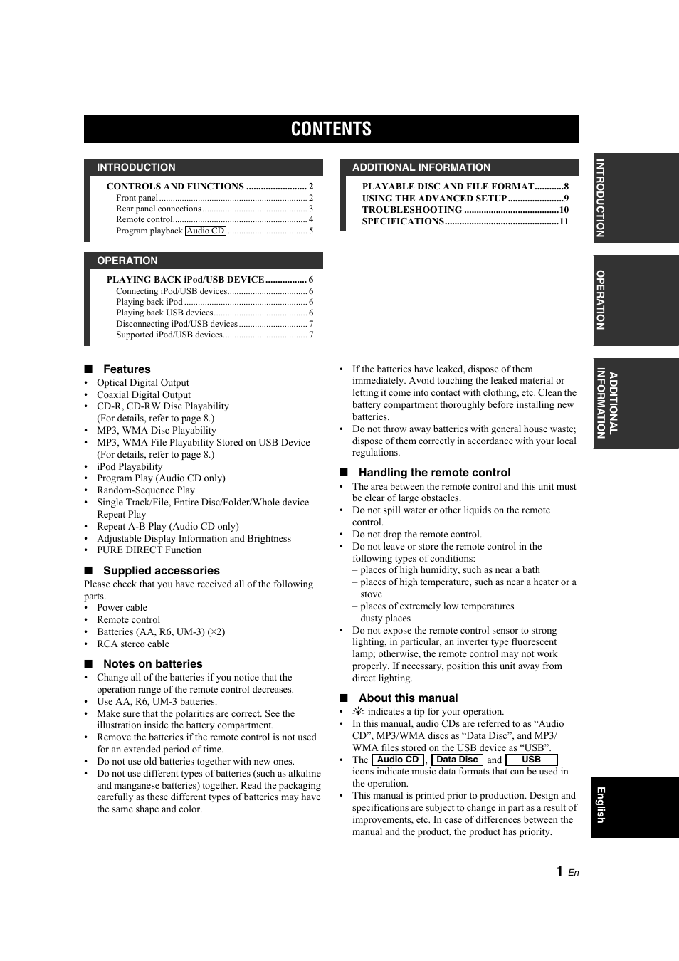 Yamaha CD-S300 User Manual | Page 5 / 108