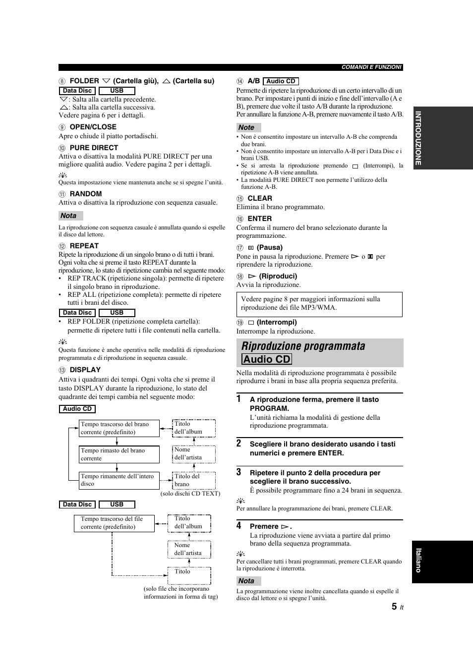 Riproduzione programmata audio cd, Riproduzione programmata, Audio cd | Yamaha CD-S300 User Manual | Page 57 / 108